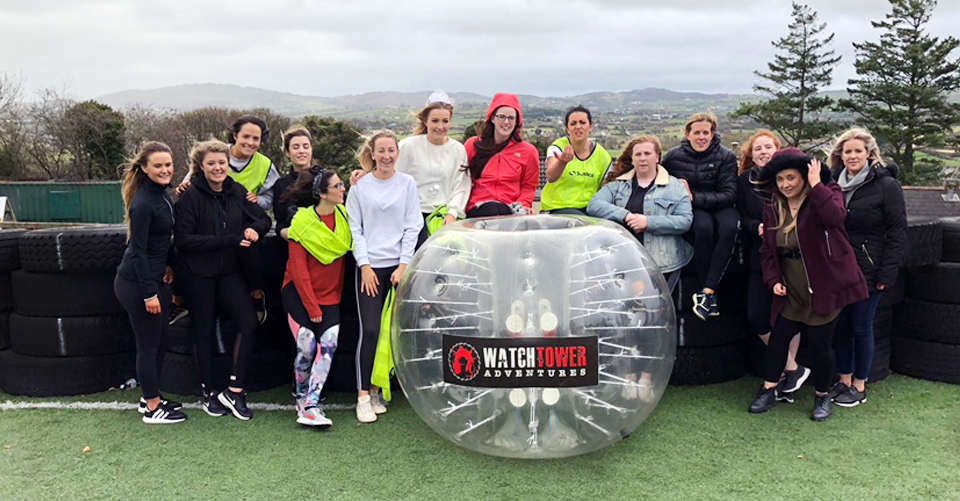Hen party playing bubble football at watchtower adventures https://partysuppliersdirect.com/listings/activity/watchtower-adventures/ Best Party Supplier Newry (BT34/BT35): Your No-Nonsense Guide to Planning an Awesome Party