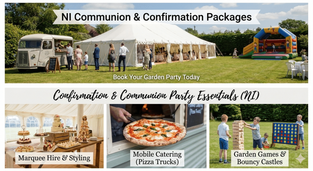 Multi picture of holy communion & Confirmation party set ups