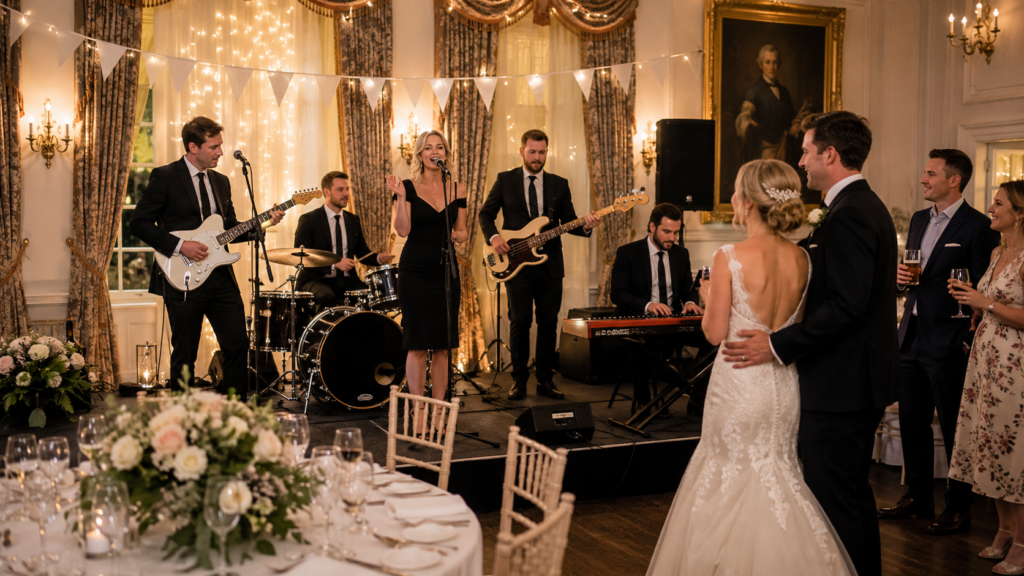 wedding bands ni performing the first dance at a traditional wedding in northern ireland