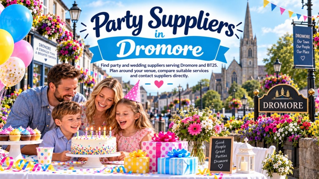 Find party and wedding suppliers serving Dromore and BT25. Plan around your venue, compare suitable services and contact suppliers directly.