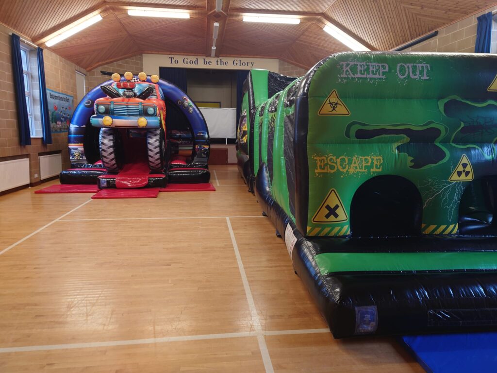 Indoor bouncy castle hire in church hall county Antrim Strabane birthday party